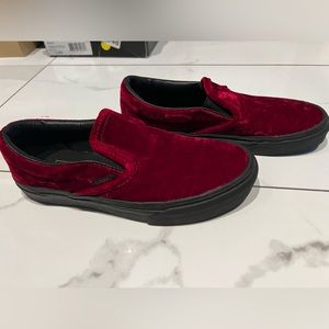 Red Velvet Slip-on Vans
